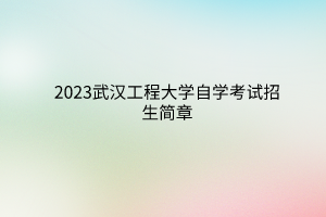 2023武汉工程大学自学考试招生简章