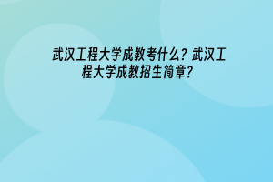 武汉工程大学成教考什么？武汉工程大学成教招生简章？